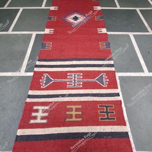 Handwoven Wool Jute Kilim Runner Rug: Stair & Hallway Decor