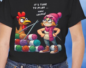 Camiseta para Amantes de Fios, Presente para Crocheteira, Camiseta para Tricoteira, Frase Divertida para Artesã, Camiseta Unissex de Algodão, Presente para Crochê e Tricô, Camiseta com Estampa de Humor sobre Crochê