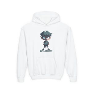Cute Chibi Anime Hoodie But... Mom?? Funny Graphic Sweatshirt | Unisex Cozy Pullover | Geeky Gift for Anime Fans