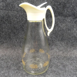 Vintage 70er Jahre Log Cabin Glas Ahorn Sirup Spender Krug Golden Eagle MCM 24oz