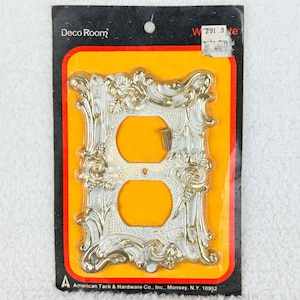 Vintage Deco Room French Provincial Outlet Cover White Gold Rose Ornate 60 D FW