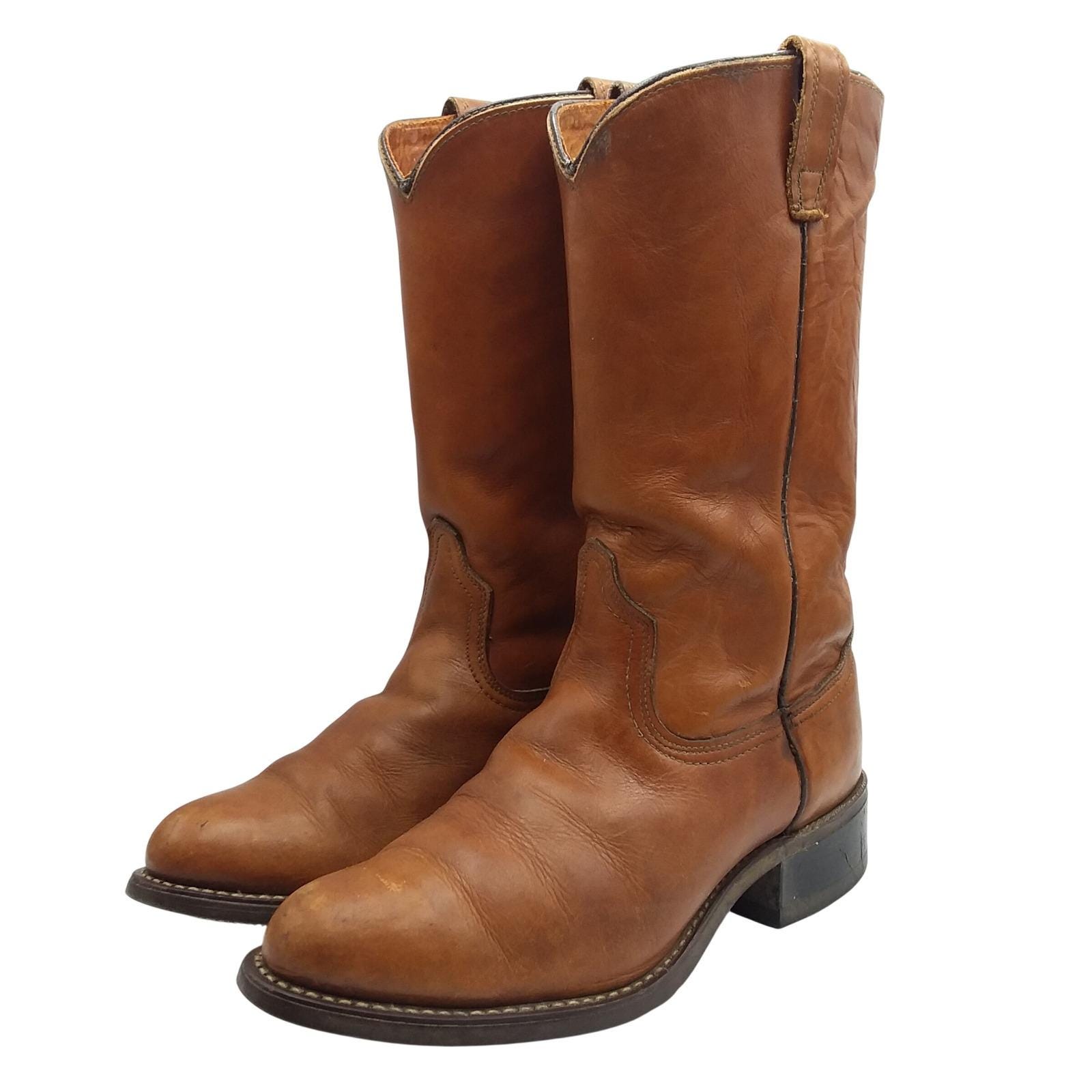 Acme Men\'s 4607 Brown Mid-Calf Almond Toe Cowboy Western Boots - Size 8.5D Vintage Acme Cowboy Boots - Etsy Canada main image 3