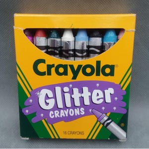 Vintage 1994 Binney & Smith Crayola Glitter Crayons 16 Count Sparkle Art Supply