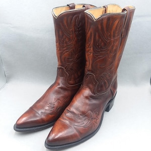 Vintage Acme Cowboy Western Boots Brown Cognac Leather Mens Size 13D USA