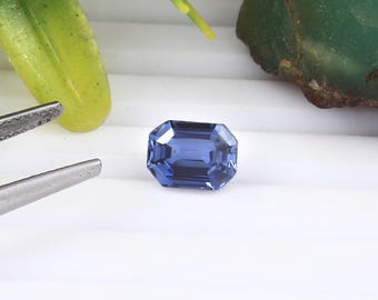 Royal Blue Ceylon Sapphire, 2.00 CT Emerald Cut Gemstone