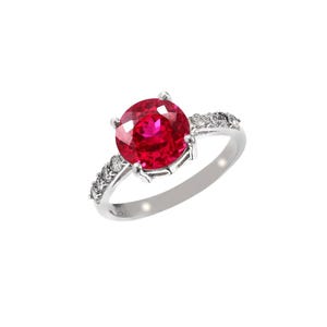 Burmese Red Ruby Engagement Ring: Round & Diamond Halo, Vintage Style