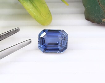 5.40 CT Royal Blue Ceylon Sapphire: Radiant Cut Gemstone, Faceted Style 11x8 mm