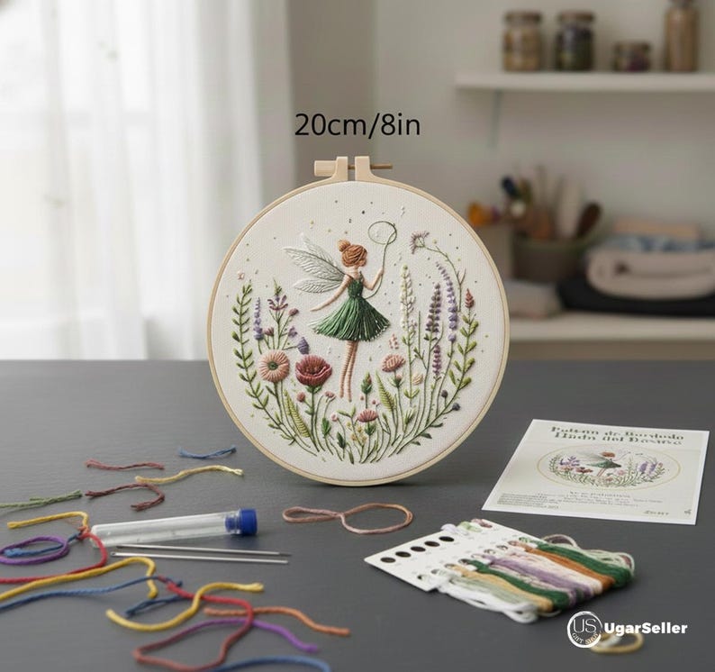 DIY Fairy Garden Embroidery Kit | Beginner Floral Needlework Craft Set ...