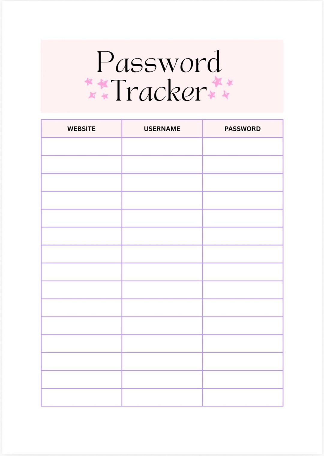 Password Tracker Printable | Internet Login Organizer (PDF) - Etsy