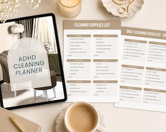 ADHD Cleaning Planner Printable | Executive Dysfunction Cleaning Checklist |Digital Planner PDF