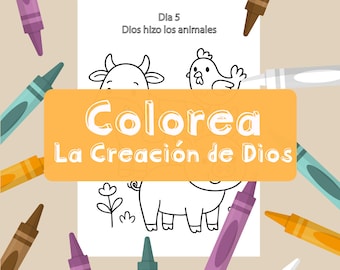 Pinta y colorea la creación De Dios
