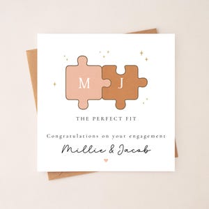 Personalised Engagement Card: Puzzle Piece Design with Initials