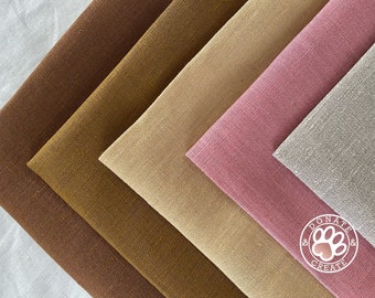 Pure linen flax x8 remnants in x4 colors for sewing crafts /& accessories; Fine linen fabrics in modern colors; Assorted linen craft pack