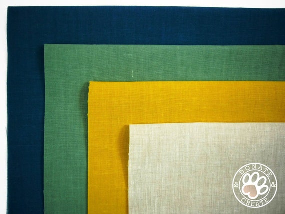 Pure linen flax x8 remnants in x4 colors for sewing crafts /& accessories; Fine linen fabrics in modern colors; Assorted linen craft pack