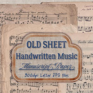 Antikes handgeschriebenes Manuskript Musik Blatt Junk Journal Papierpackung