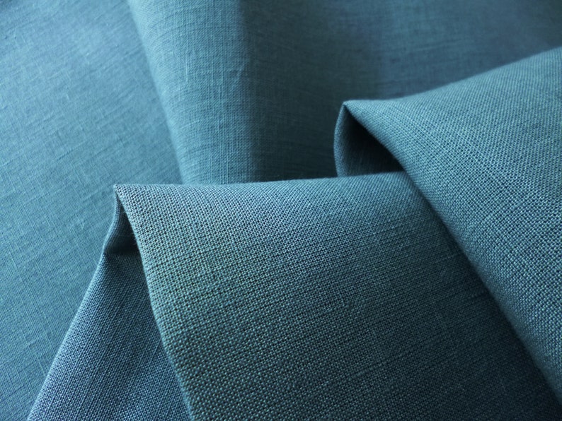 muted indigo blue color fine linen; accessories /& decor; Luxury light weight Pure linen fabric for clothing Linen fabric roll-end Sale
