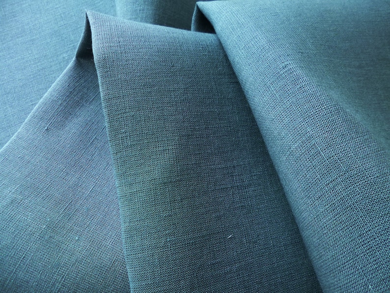 muted indigo blue color fine linen; accessories /& decor; Luxury light weight Pure linen fabric for clothing Linen fabric roll-end Sale