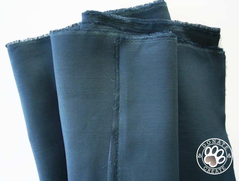 muted indigo blue color fine linen; accessories /& decor; Luxury light weight Pure linen fabric for clothing Linen fabric roll-end Sale