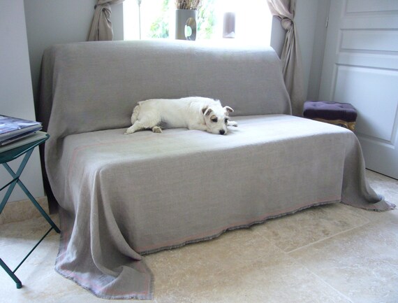Linen Couch Cover Sandy Pet Couch Cover Large Bedspread Etsy