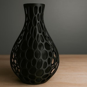 Modern designer vase in black – decorative vase with organic mesh structure, approx. 18 cm high