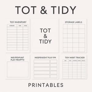 Tot & Tidy Spielzimmer-Reset-Anleitung | Spielzeugrotationsplaner, Checkliste für Entrümlung, Montessori Spielsetup | Druckbares PDF