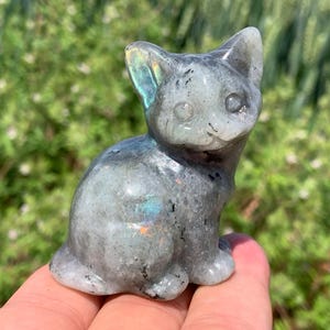 天然石　ピカソジャスパー　猫ちゃん　カービング　約113g⭐️2914 Ocean Jasper Hello Kitty Crystal Carving - Natural Crystal - Home
