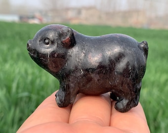 2.3''+ Cuarzo granate natural, cristal de cuarzo, tallado a mano, Cerdo de cristal, Cráneo de cerdo, Regalos navideños de cristal 1 pieza