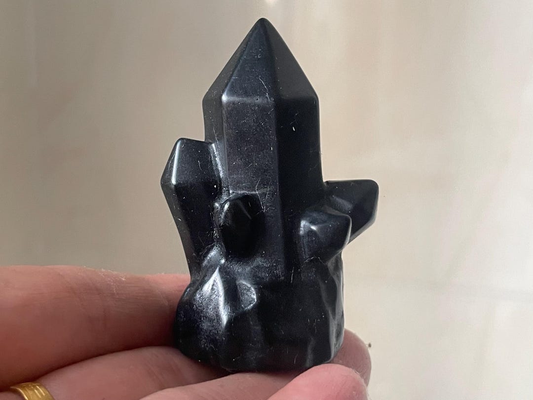 Obsidian Quartz Crystal Obelisk: Reiki Healing Wand (2.1'') - Etsy