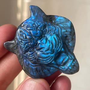1.5&#39;&#39;+ Hand carved Tiger head skull,Crystal Tiger skull,Natural labradorite,Quartz Crystal Tiger,Home Decoration Gifts 1x
