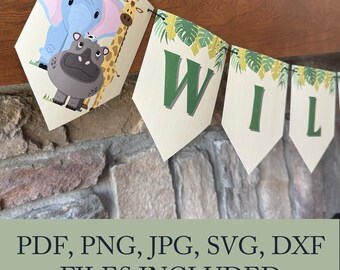 Pancarta "Wild One" con temática de safari, fiesta safari, artículos para fiestas, primer cumpleaños, descarga digital, imprimir y cortar, cumpleaños infantil, decoración para fiestas