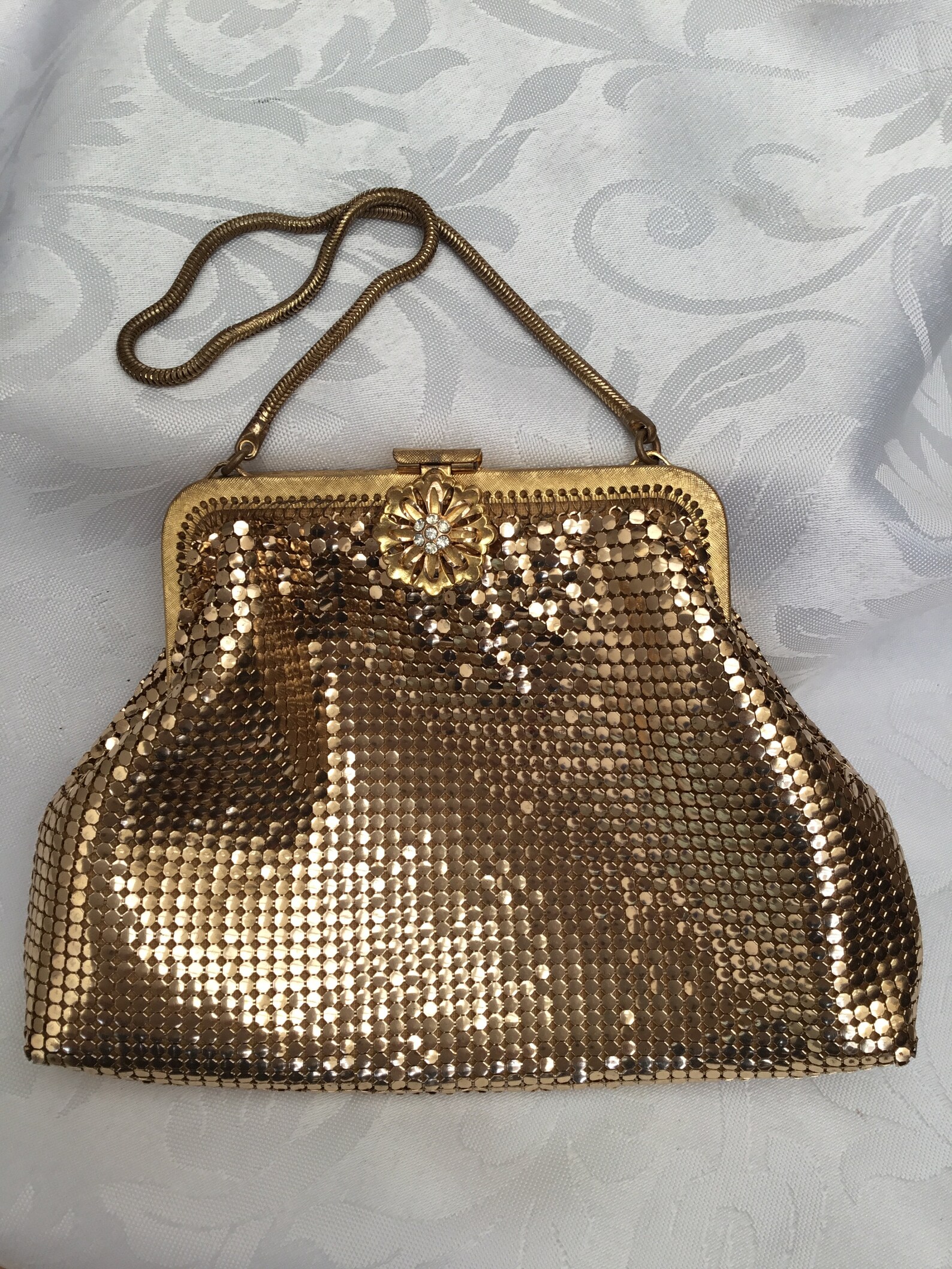 Vintage Gold Mesh Evening Bag 1960s Etsy