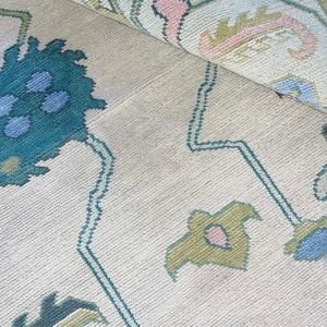 Oushak Rug Hand Knotted 8x10, 9x12, 10x14, Wool Traditional And Vintage Antique Oushak Wool Area Rug For Living Room Rug