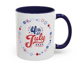 Patriotic 4th of July Coffee Mug, Independence Day Ceramic Cup