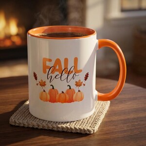 Hello Fall Coffee Mug- Fall Coffee Mug- Fall Decor- Fall Kitchenware- Autumn Coffee Mug- Pumpkin Mug