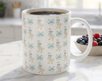 Goose Mug- Cute Geese Mug- Goose with Bow- Bow Mug- Goose Cup- Summer Mug- Gift for Her- Geese Decor-Goose Home Decor