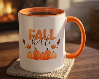 Hello Fall Coffee Mug- Fall Coffee Mug- Fall Decor- Fall Kitchenware- Autumn Coffee Mug- Pumpkin Mug