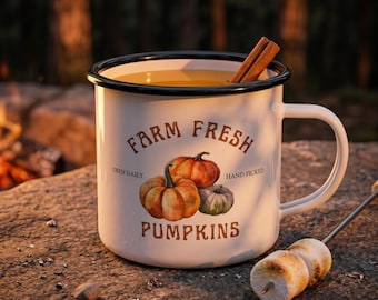 Tazza a forma di zucca - Tazza da caffè rustica a forma di zucca - Tazza da caffè autunnale - Zucche fresche di fattoria - Decorazioni autunnali rustiche - Tazza da caffè del Ringraziamento - Tazza autunnale