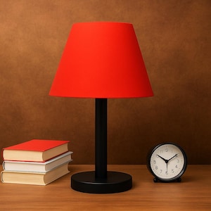 Modern Red Table Lamp: Handmade Minimalist Bedside Light