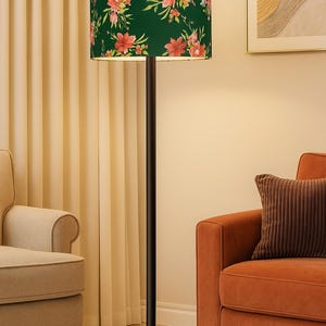 Botanical Print Floor Lamp: Modern Black Accent Lighting