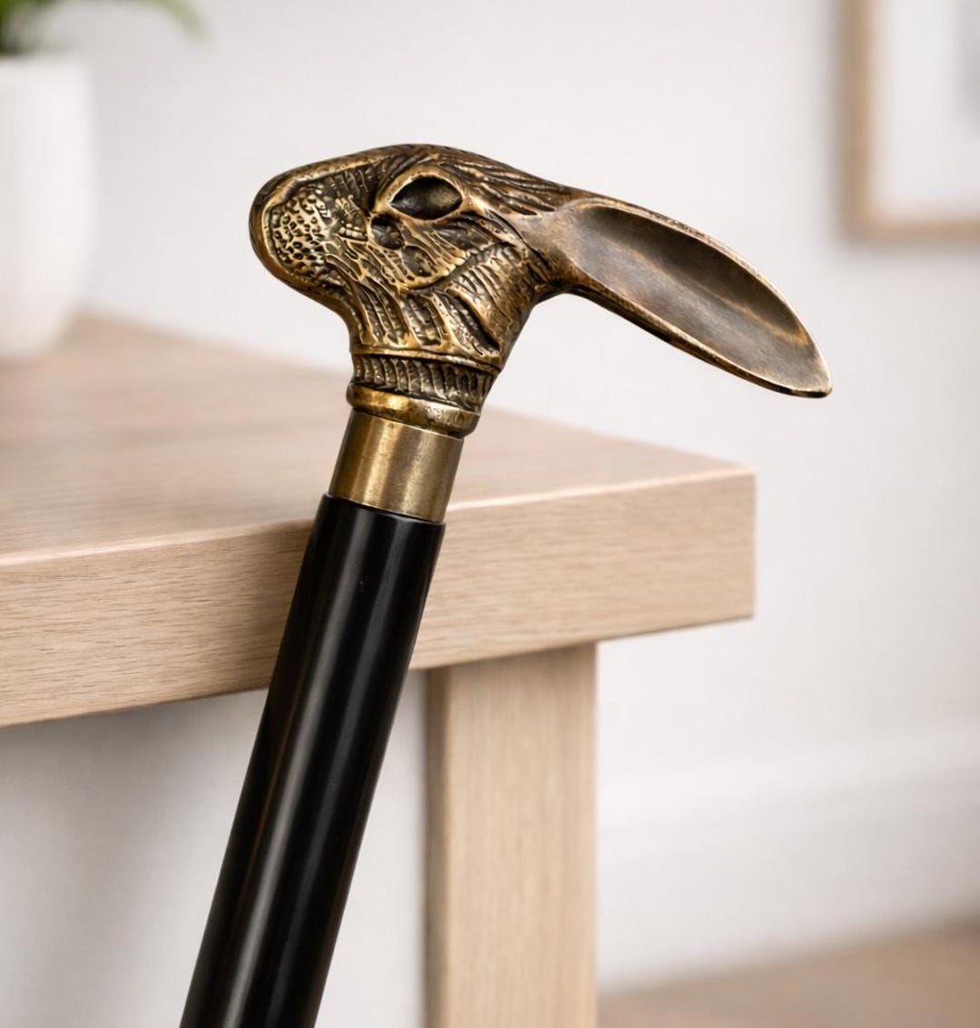 Rabbit Head Walking Stick | Steampunk Victorian Cane, Handmade - Etsy