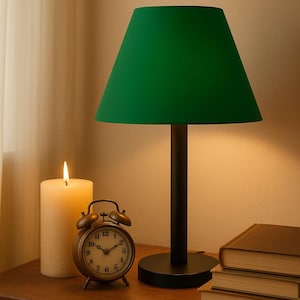 Modern Green Shade Table Lamp: Black Base Accent Lighting