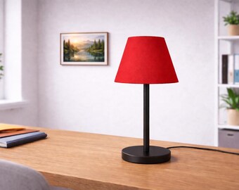 Black Table Lamp with Multiple Shade Options, Modern Bedside Lamp, Accent Nightstand Lighting