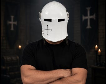 Casque de chevalier Barbuta couleur personnalisée | Armure médiévale en acier 18G pour GN et cosplay