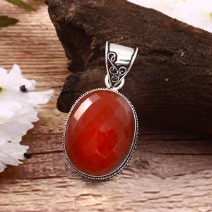 Natürlicher roter Onyx Anhänger, 925 Sterling Silber Anhänger, handgemachter Anhänger, Geschenk für Sie / Ihn, Geburtstagsgeschenk, Edelstein Anhänger