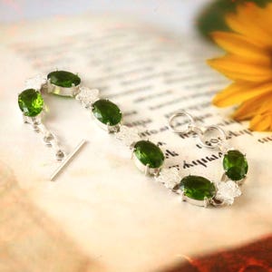 Pulsera de peridoto, pulsera de plata de ley 925, pulsera hecha a mano, regalo para ella/él, regalo de aniversario, pulsera de piedras preciosas, regalo de cumpleaños