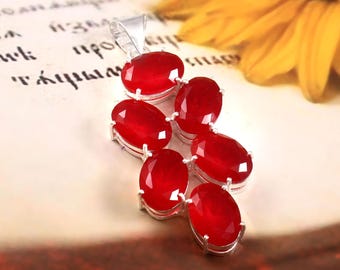 Red ruby pendant, 925 sterling silver pendant, handmade pendant, gift for her/him, gemstone pendant, ruby pendant, anniversary gift
