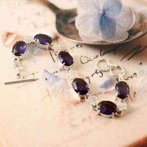 Amethyst Armband, 925 Sterling Silber Armband, handgemachtes Armband, Geschenk für Sie / Ihn, Geburtstagsgeschenk, Edelstein Armband