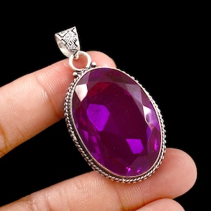 Amethyst pendant, 925 sterling silver pendant, handmade pendant, gift for her/him, gemstone pendant, purple amethyst pendant, birthday gift