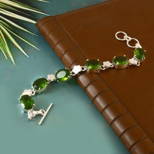 Pulsera de peridoto, pulsera de plata de ley 925, pulsera hecha a mano, regalo para ella/él, regalo de aniversario, pulsera de piedras preciosas, regalo de cumpleaños