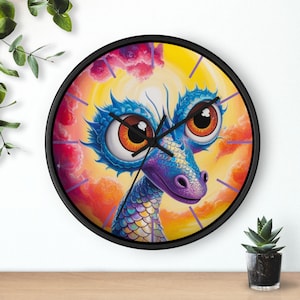 Whimsical Dragon Wall Clock | Colorful Home Decor, Unique Gift for Kids, Fantasy Decor, Art Print Clock, Children&#39;s Room